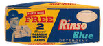 "RINSO BLUE" DETERGENT BOX WITH PALADIN TRADING CARD OFFER.