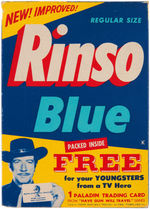 "RINSO BLUE" DETERGENT BOX WITH PALADIN TRADING CARD OFFER.