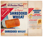 NABISCO "SHREDDED WHEAT" CEREAL BOX WITH U.S. PRESIDENTS PLAQUE PREMIUM SET.