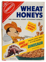 NABISCO "WHEAT HONEYS" CEREAL BOX WITH DINOSAUR/DINOSAUR GUIDE PREMIUMS.