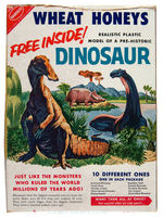 NABISCO "WHEAT HONEYS" CEREAL BOX WITH DINOSAUR/DINOSAUR GUIDE PREMIUMS.