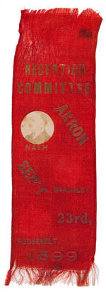 McKINLEY-ROOSEVELT-GEORGE NASH 1899 AKRON OHIO GOVERNOR CAMPAIGN RIBBON.