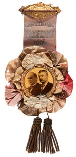 McKINLEY–ROOSEVELT REAL PHOTO JUGATE ON ORNATE RIBBON BADGE.