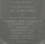 ART GARFUNKEL PERSONAL SONY MUSIC SALES AWARD.