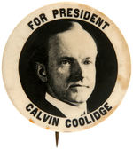 “FOR PRESIDENT CALVIN COOLIDGE” SCARCE REAL PHOTO BUTTON.