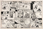 "TINY TIM" SUNDAY PAGE ORIGINAL ART LOT WITH FRANKENSTEIN-LIKE MONSTER.