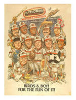 BALTIMORE ORIOLES/NATIONAL BOHEMIAN POSTER WITH REGGIE JACKSON BY ARTIST JACK DAVIS.