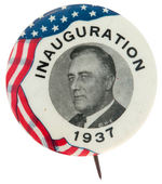 FDR 1937 INAUGURATION BUTTON AND LARGE NAME BUTTON UNLISTED IN HAKE.