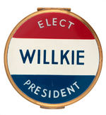 "ELECT WILLKIE PRESIDENT" WOMAN'S ENAMEL PAINT ON BRASS COMPACT.