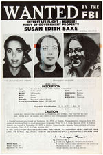 "WANTED BY THE FBI" FOUR POSTERS FOR STUDENT RADICALS SUSAN SAXE & KATHERINE POWER.