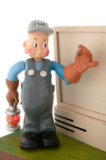 ANIMATED STORE DISPLAY WITH RAILROAD WORKER.