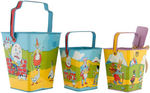 CHEIN NURSERY RHYMES & EASTER TIN LITHO SAND PAIL TRIO.