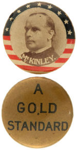THREE 1896 McKINLEY LAPEL STUDS.