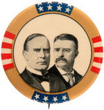 McKINLEY AND ROOSEVELT AND McKINLEY SINGLE PICTURE PAIR OF MATCHING LARGE 1900 BUTTONS.