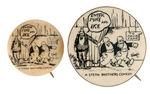 "ENTER MIKE AND IKE" PAIR OF RARE MOVIE CARTOON BUTTONS WITH ART BY RUBE GOLDBERG.