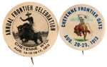 CHEYENNE RODEO EARLY AND RARE 1912-1913 BUTTONS FROM THE HAKE COLLECTION.