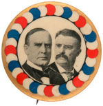 McKINLEY AND ROOSEVELT GRAPHIC 1900 JUGATE BUTTON.
