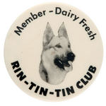 RARE 1950s "RIN-TIN-TIN CLUB" BUTTON.