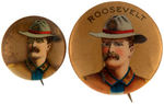 THEODORE ROOSEVELT MULTICOLOR BUTTONS FROM 1900 WITH HIM IN ROUGH RIDER UNIFORM.