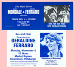 MONDALE/FERRARO TWO PERSONAL APPEARANCE AND THREE EDUCATION THEMED POSTERS.