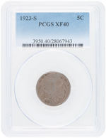 5C BUFFALO NICKEL 1923-S PCGS XF40.