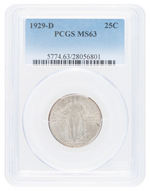 25C STANDING LIBERTY QUARTER 1929-D PCGS MS63.