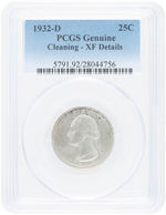 25C WASHINGTON QUARTER 1932-D PCGS GENUINE CLEANING - XF DETAILS.