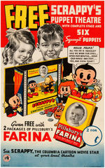 PILLSBURY'S FARINA SALESMAN'S PRESENTATION BOOK FOR SCRAPPY PREMIUM CAMPAIGN WITH 3 STOOGES PHOTOS.