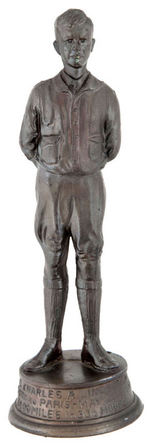 “COL. CHARLES A. LINDBERGH” CAST METAL STATUE.