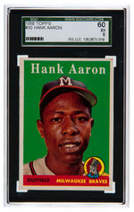 HANK AARON & AL KALINE 1958 TOPPS SGC CARD PAIR.