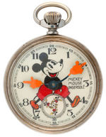 "MICKEY MOUSE INGERSOLL" FIRST ENGLISH POCKET WATCH WITH FOB & BOX.