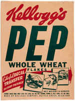 KELLOGG'S "PEP" CEREAL BOX WITH PROMOTIONAL POSTER FOR FREEDOM TRAIN BOOK.