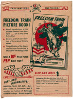 KELLOGG'S "PEP" CEREAL BOX WITH PROMOTIONAL POSTER FOR FREEDOM TRAIN BOOK.