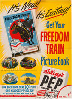 KELLOGG'S "PEP" CEREAL BOX WITH PROMOTIONAL POSTER FOR FREEDOM TRAIN BOOK.