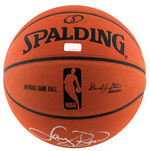 JULIUS "DR. J" ERVING & LARRY BIRD SIGNED BASKETBALL PAIR.