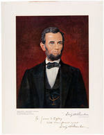 EISENHOWER LARGE PRINT OF LINCOLN PAINTED BY IKE FOR CHRISTMAS 1953 INSCRIBED & WITH 1954 LETTER.