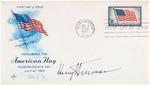 "HARRY TRUMAN" AUTOGRAPHED 1957 AMERICAN FLAG FIRST DAY OF ISSUE COVER.