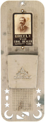 "GREELY THE COAL DEALER" WALL MATCH SAFE.