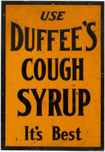 "DUFFEE'S COUGH SYRUP" TIN ADVERTISING SIGN.