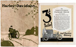 HARLEY-DAVIDSON MOTORCYCLES 1916 BROCHURE & PACKAGE TRUCK BROCHURE.