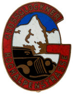 SWISS ALPS 1930s CAR TOURING SOUVENIR ENAMEL PIN.