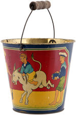 CHILDREN AT PLAY EARLY TIN SAND PAIL.