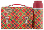 PLAID METAL DOME LUNCH BOX PAIR WITH THERMOS.