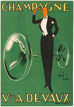 "VEUVE A. DEVAUX CHAMPAGNE" ADVERTISING DISPLAY & TRADE CARD.