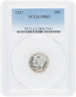 10C MERCURY DIME PAIR - 1937 PCGS PR63 & 1940 PCGS PR62.