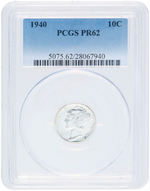 10C MERCURY DIME PAIR - 1937 PCGS PR63 & 1940 PCGS PR62.