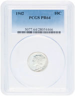 10C MERCURY DIME 1942 PCGS PR64.