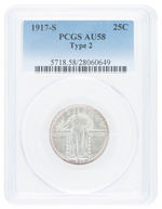 25C STANDING LIBERTY QUARTER 1917-S PCGS AU58 TYPE 2.