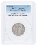 25C STANDING LIBERTY QUARTER 1927-S PCGS GENUINE CLEANING - VF DETAILS.