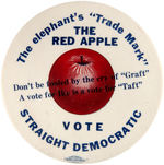 RARE 1952 BIG 4" ANTI-REPUBLICAN BUTTON "VOTE STRAIGHT DEMOCRATIC."